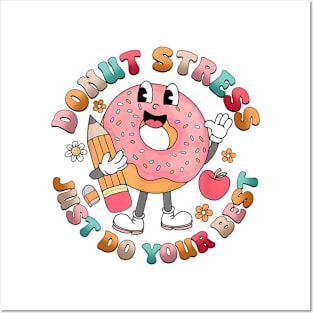 Groovy Donut Stress Just Do Your Best Test Day Teachers Kids T-Shirt Posters and Art